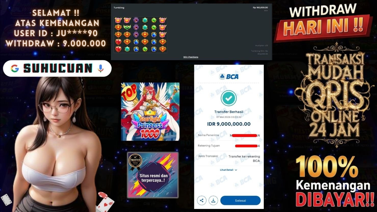 SUHUCUAN JACKPOT SLOT STARLIGHT PRINCESS 1000